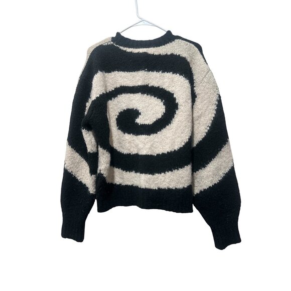 Paloma Wool Twister Sweater Women Medium Off White Black Fuzzy Psychedelic Indie - Picture 4 of 16